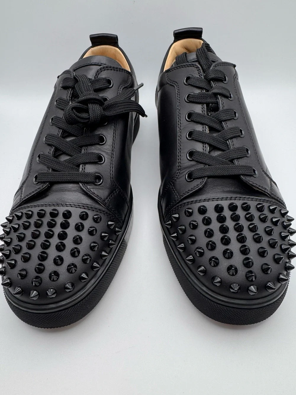 Christian Louboutin Louis Junior Spikes Black Leather Sneakers EU 43
